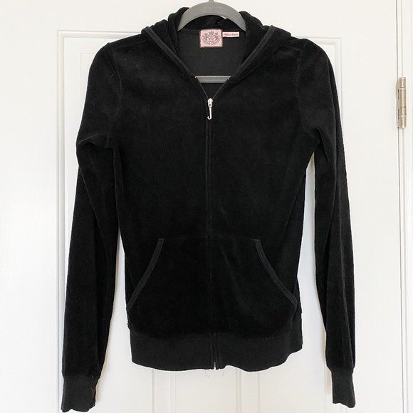 Juicy Couture Black Velour Track Suit Top - Picture 1 of 6